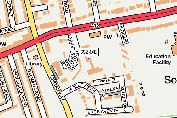 SS2 4XE map - OS OpenMap – Local (Ordnance Survey)