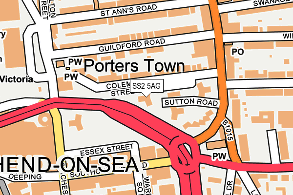 SS2 5AG map - OS OpenMap – Local (Ordnance Survey)