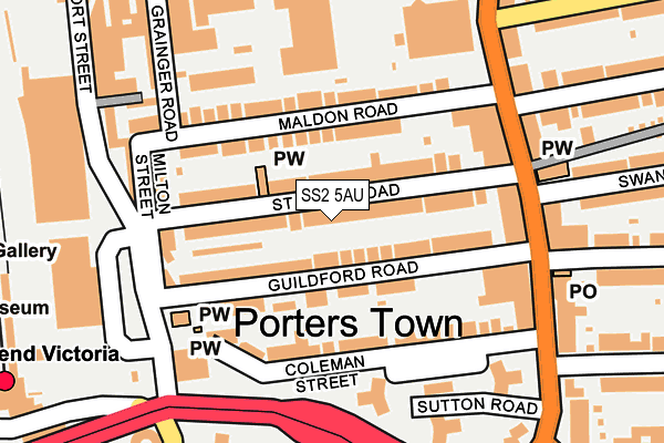 SS2 5AU map - OS OpenMap – Local (Ordnance Survey)