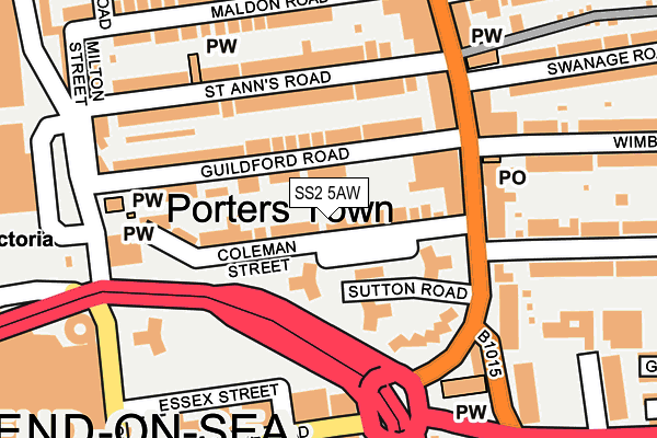 SS2 5AW map - OS OpenMap – Local (Ordnance Survey)