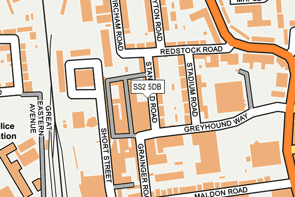 SS2 5DB map - OS OpenMap – Local (Ordnance Survey)