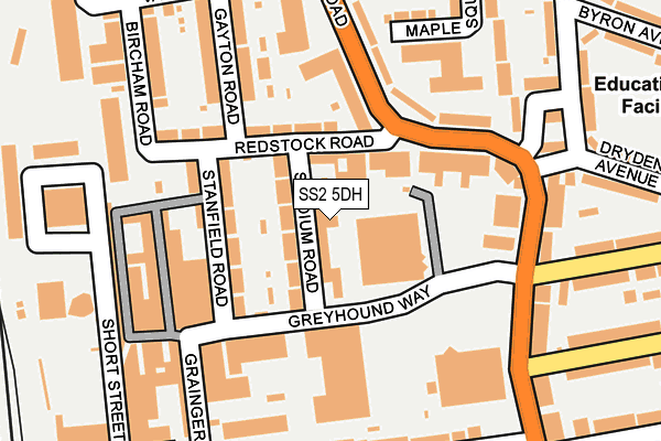 SS2 5DH map - OS OpenMap – Local (Ordnance Survey)