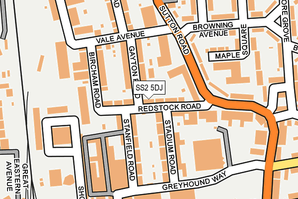 SS2 5DJ map - OS OpenMap – Local (Ordnance Survey)