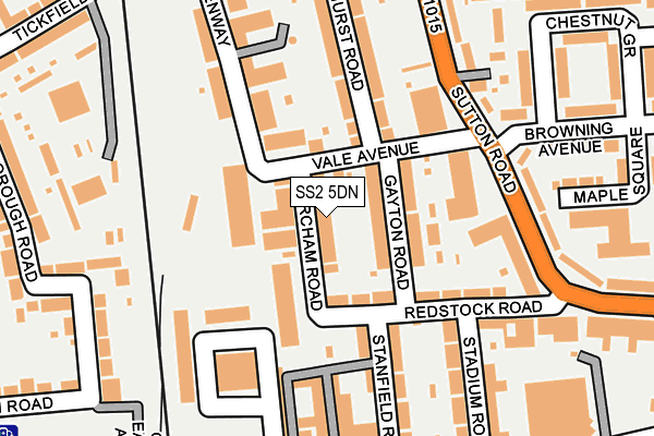 SS2 5DN map - OS OpenMap – Local (Ordnance Survey)