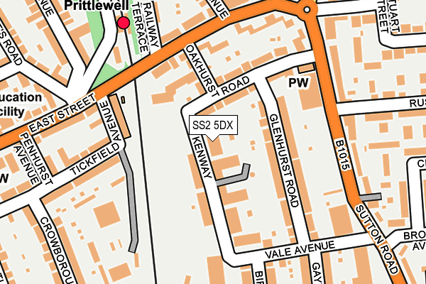 SS2 5DX map - OS OpenMap – Local (Ordnance Survey)