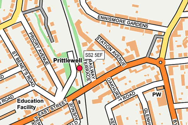 SS2 5EF map - OS OpenMap – Local (Ordnance Survey)