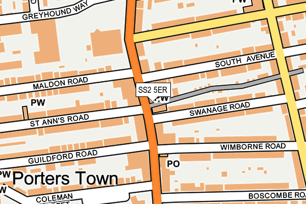 SS2 5ER map - OS OpenMap – Local (Ordnance Survey)