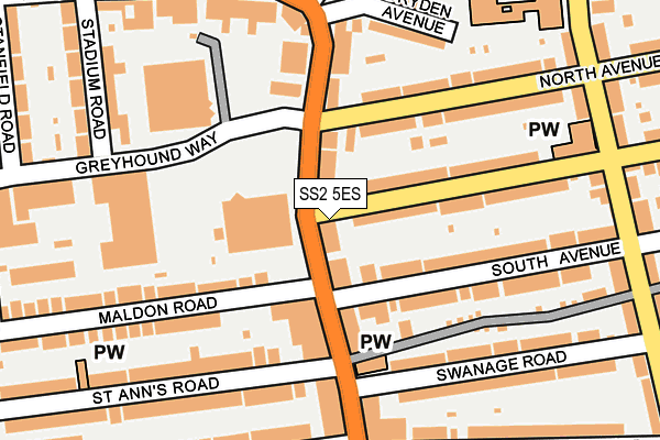 SS2 5ES map - OS OpenMap – Local (Ordnance Survey)