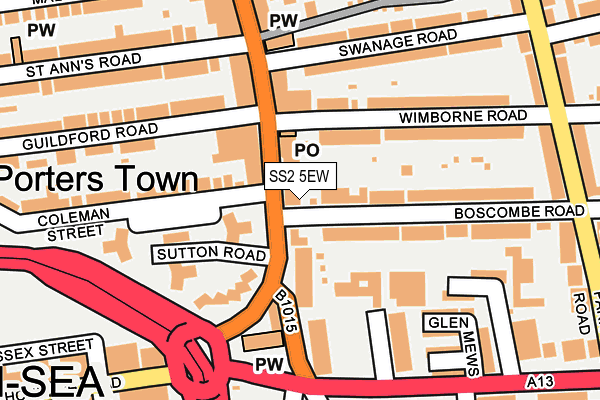 SS2 5EW map - OS OpenMap – Local (Ordnance Survey)