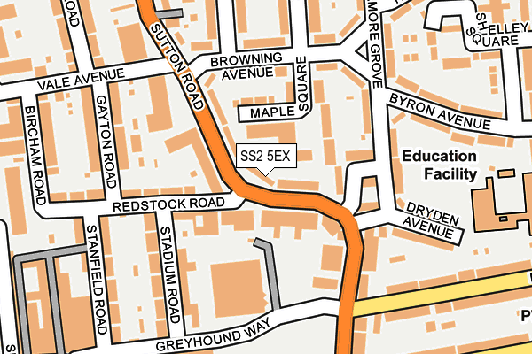 SS2 5EX map - OS OpenMap – Local (Ordnance Survey)