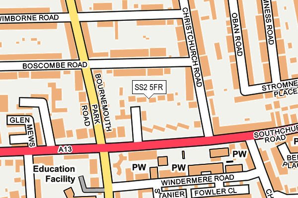 SS2 5FR map - OS OpenMap – Local (Ordnance Survey)