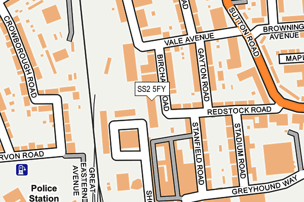 SS2 5FY map - OS OpenMap – Local (Ordnance Survey)