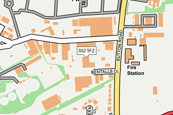 SS2 5FZ map - OS OpenMap – Local (Ordnance Survey)