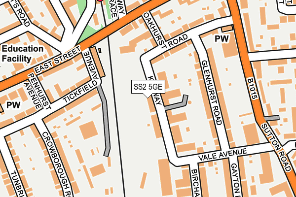 SS2 5GE map - OS OpenMap – Local (Ordnance Survey)