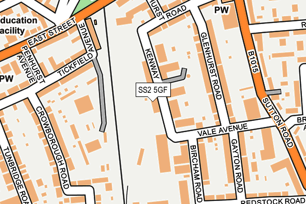 SS2 5GF map - OS OpenMap – Local (Ordnance Survey)