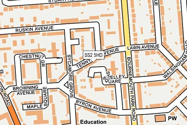 SS2 5HD map - OS OpenMap – Local (Ordnance Survey)