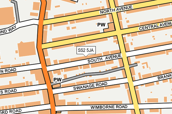 SS2 5JA map - OS OpenMap – Local (Ordnance Survey)