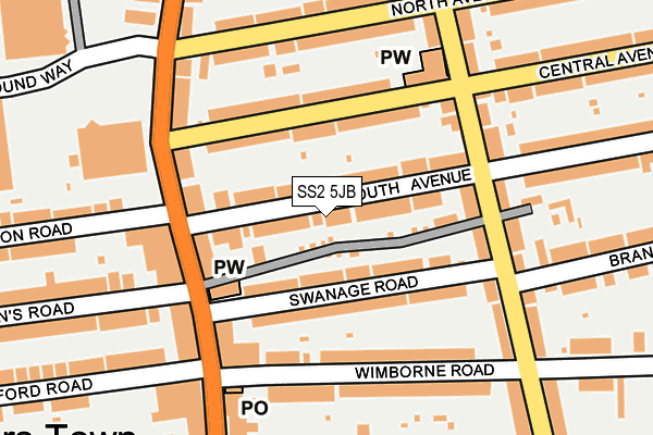 SS2 5JB map - OS OpenMap – Local (Ordnance Survey)