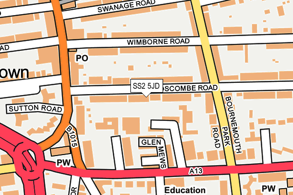 SS2 5JD map - OS OpenMap – Local (Ordnance Survey)