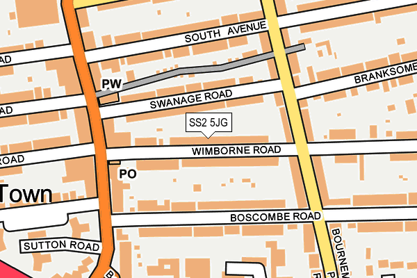 SS2 5JG map - OS OpenMap – Local (Ordnance Survey)