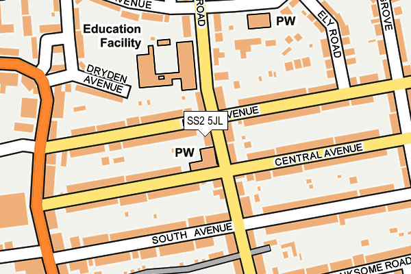 SS2 5JL map - OS OpenMap – Local (Ordnance Survey)