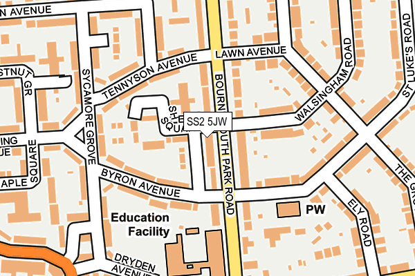 SS2 5JW map - OS OpenMap – Local (Ordnance Survey)