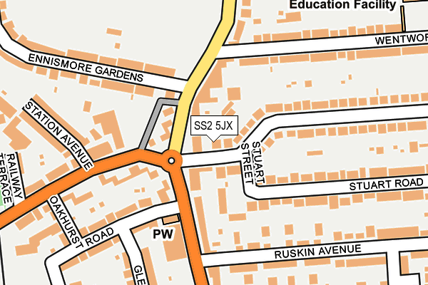 SS2 5JX map - OS OpenMap – Local (Ordnance Survey)