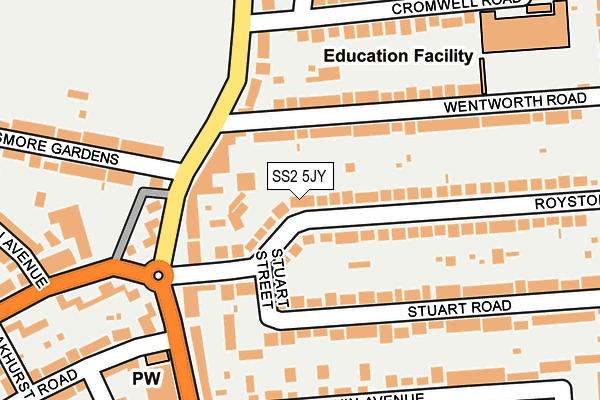 SS2 5JY map - OS OpenMap – Local (Ordnance Survey)