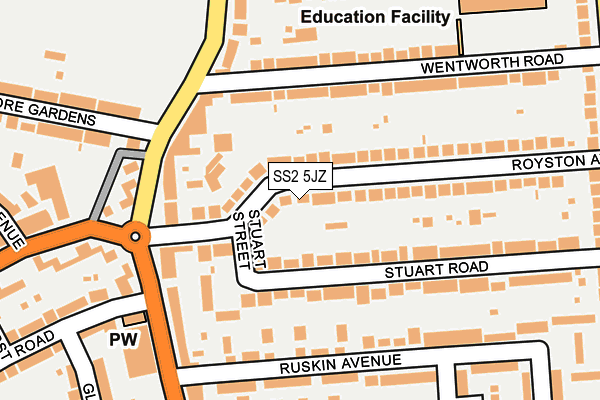 SS2 5JZ map - OS OpenMap – Local (Ordnance Survey)