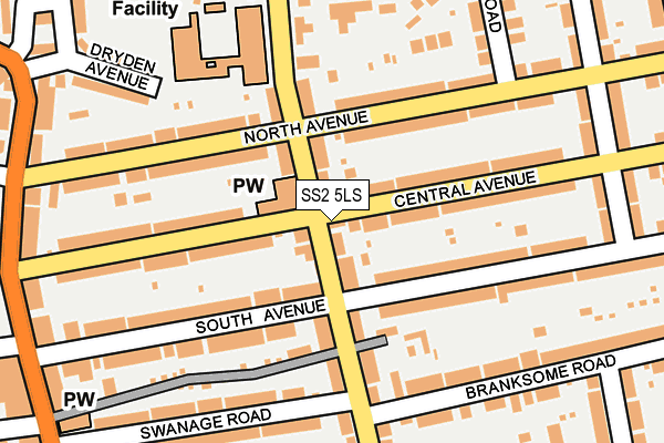 SS2 5LS map - OS OpenMap – Local (Ordnance Survey)