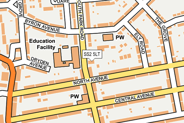 SS2 5LT map - OS OpenMap – Local (Ordnance Survey)