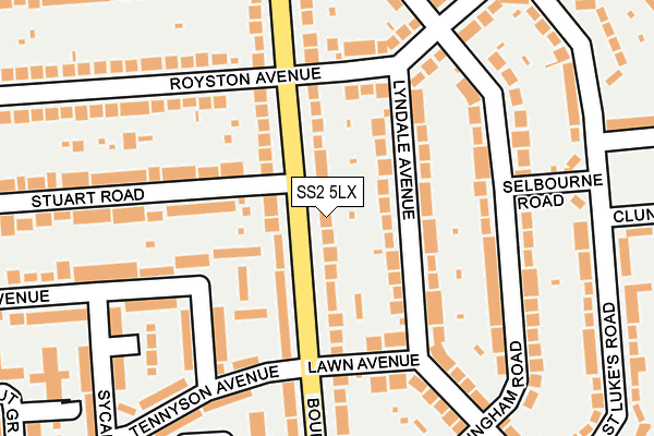 SS2 5LX map - OS OpenMap – Local (Ordnance Survey)