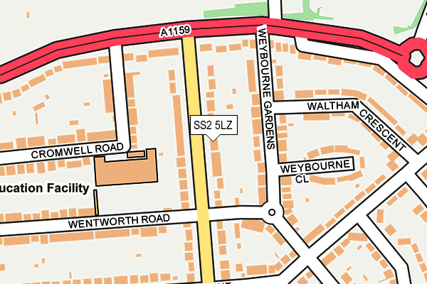 SS2 5LZ map - OS OpenMap – Local (Ordnance Survey)