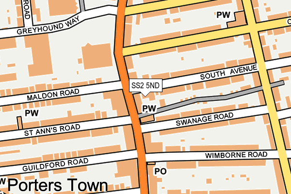 SS2 5ND map - OS OpenMap – Local (Ordnance Survey)