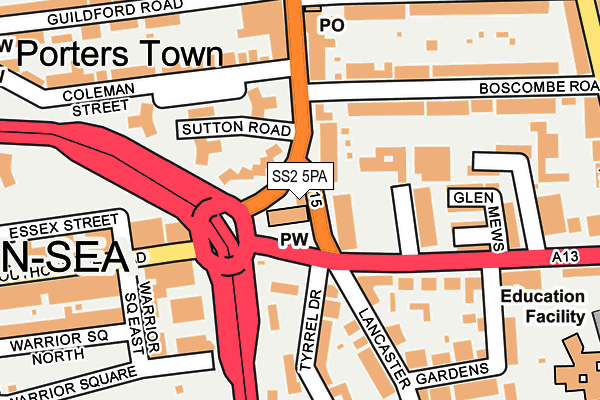 SS2 5PA map - OS OpenMap – Local (Ordnance Survey)