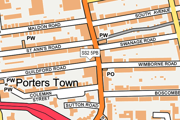 SS2 5PB map - OS OpenMap – Local (Ordnance Survey)