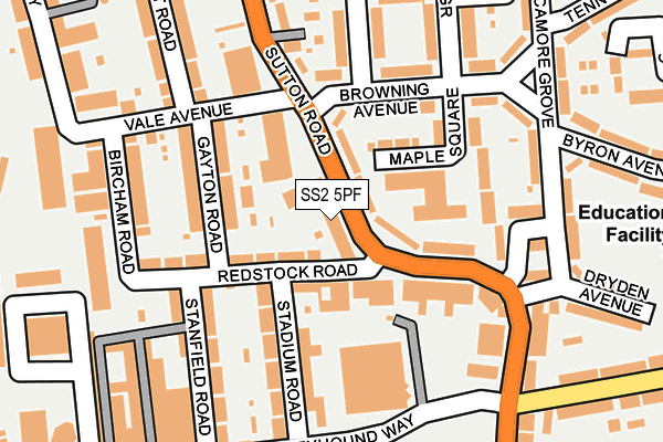 SS2 5PF map - OS OpenMap – Local (Ordnance Survey)