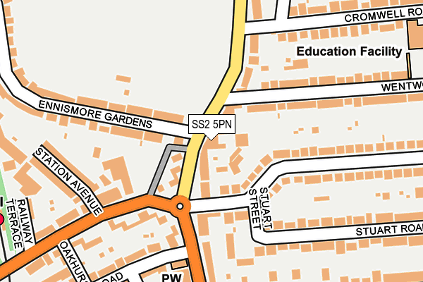 SS2 5PN map - OS OpenMap – Local (Ordnance Survey)