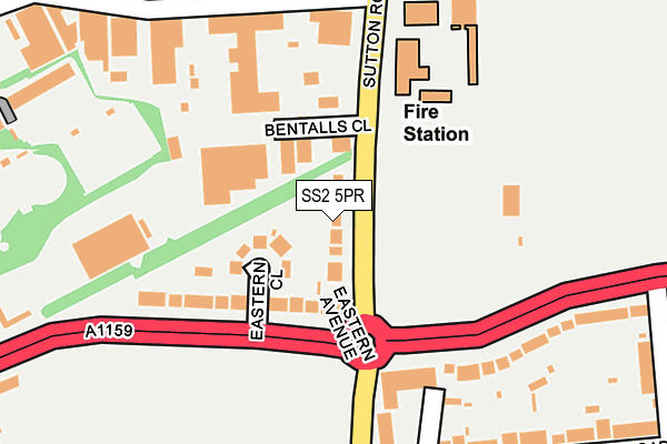 SS2 5PR map - OS OpenMap – Local (Ordnance Survey)
