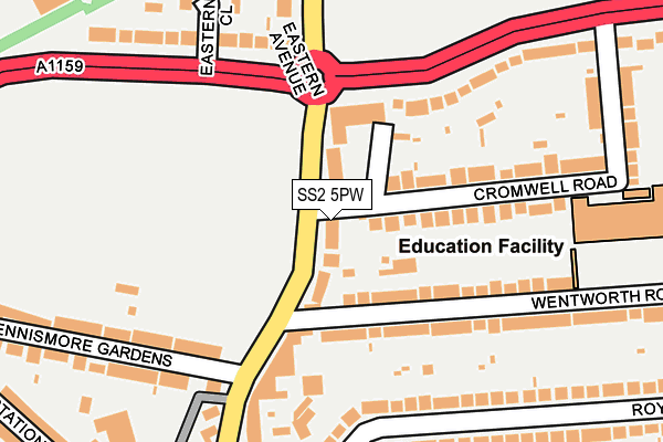 SS2 5PW map - OS OpenMap – Local (Ordnance Survey)