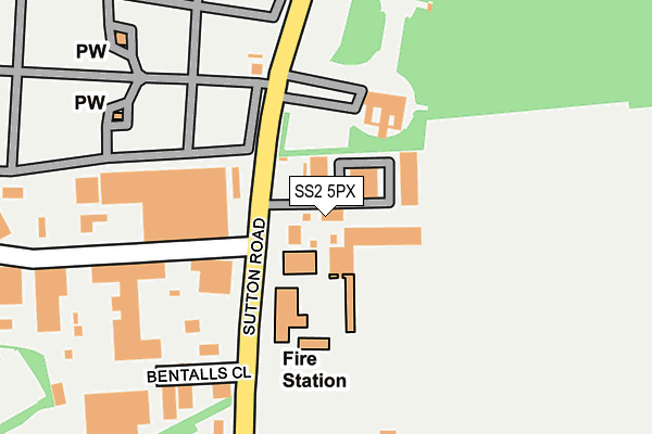 SS2 5PX map - OS OpenMap – Local (Ordnance Survey)
