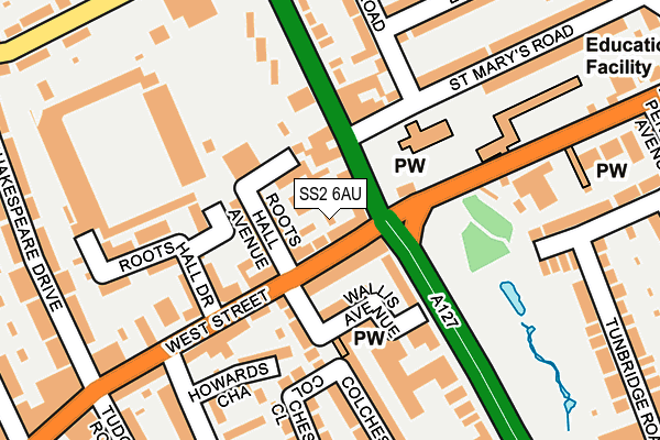 SS2 6AU map - OS OpenMap – Local (Ordnance Survey)