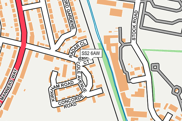 SS2 6AW map - OS OpenMap – Local (Ordnance Survey)