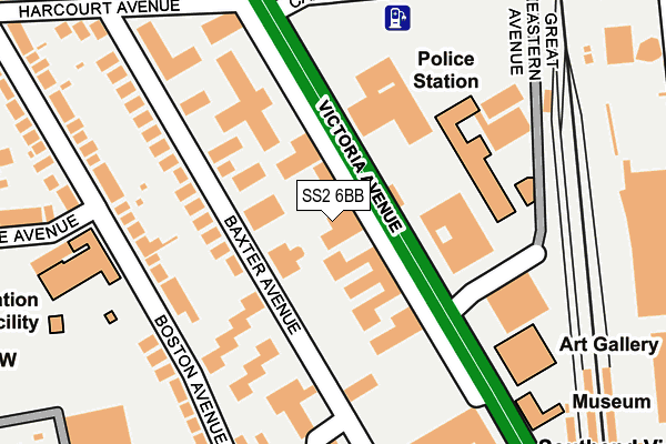 SS2 6BB map - OS OpenMap – Local (Ordnance Survey)