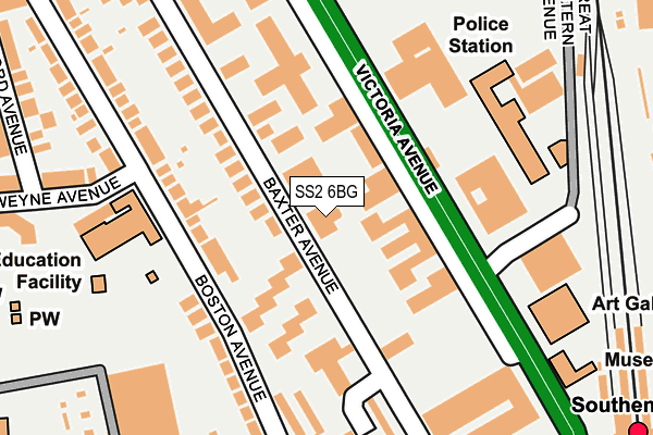 SS2 6BG map - OS OpenMap – Local (Ordnance Survey)