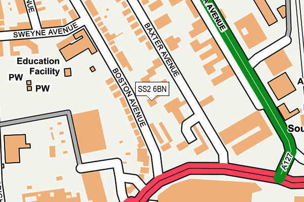 SS2 6BN map - OS OpenMap – Local (Ordnance Survey)