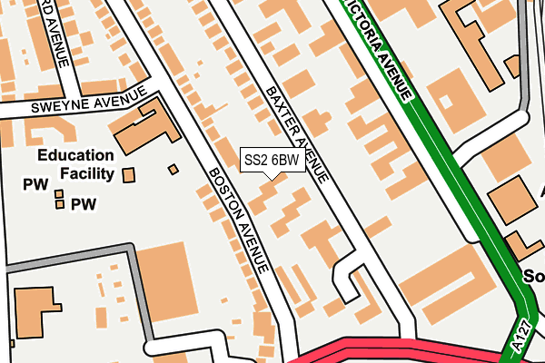SS2 6BW map - OS OpenMap – Local (Ordnance Survey)