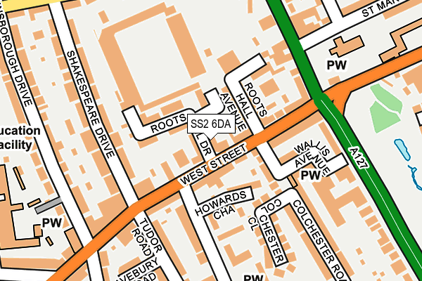 SS2 6DA map - OS OpenMap – Local (Ordnance Survey)