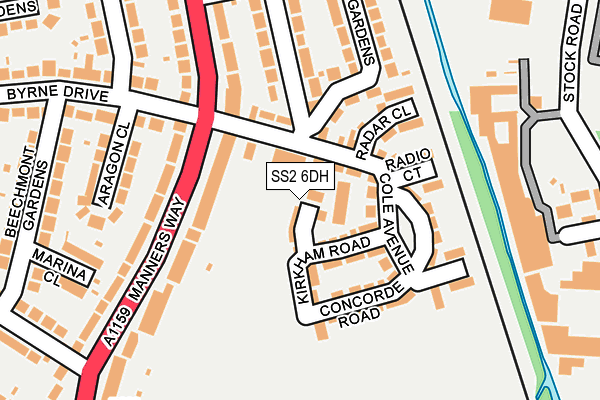 SS2 6DH map - OS OpenMap – Local (Ordnance Survey)