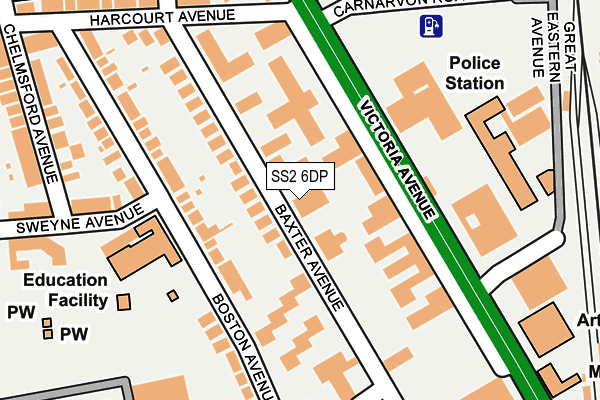 SS2 6DP map - OS OpenMap – Local (Ordnance Survey)